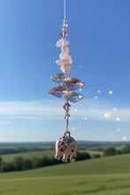 Load image into Gallery viewer, Elephant Suncatcher decorated with amethyst gemstones CH260
