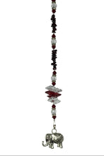 Load image into Gallery viewer, Elephant Crystal Suncatcher decorated with garnet gemstones CH28
