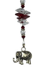 Load image into Gallery viewer, Elephant Crystal Suncatcher decorated with garnet gemstones CH28
