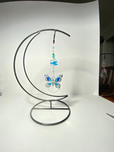 Load image into Gallery viewer, Deluxe Butterfly crystal with turquoise  hanging on a stand SH8
