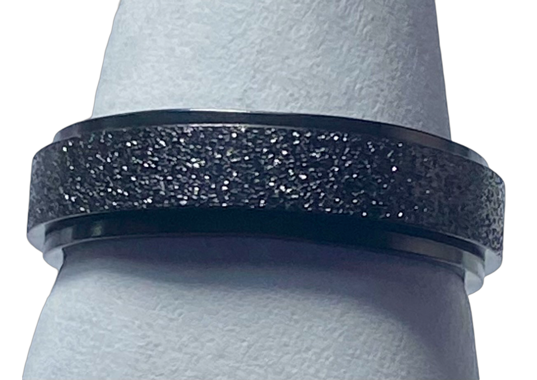 Fidget ring - Black glitter spinner. Sizes 5, 6, 7, 8, 9, 10. FR127