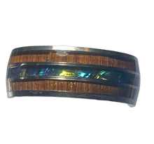 Load image into Gallery viewer, Stainless Steel -Silver with wood and shell  size 6, 7, 8, 9, 10, 11, 12, 13  RW206
