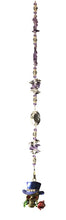 Load image into Gallery viewer, Skull suncatcher which is decorated with crystals and Amethyst
