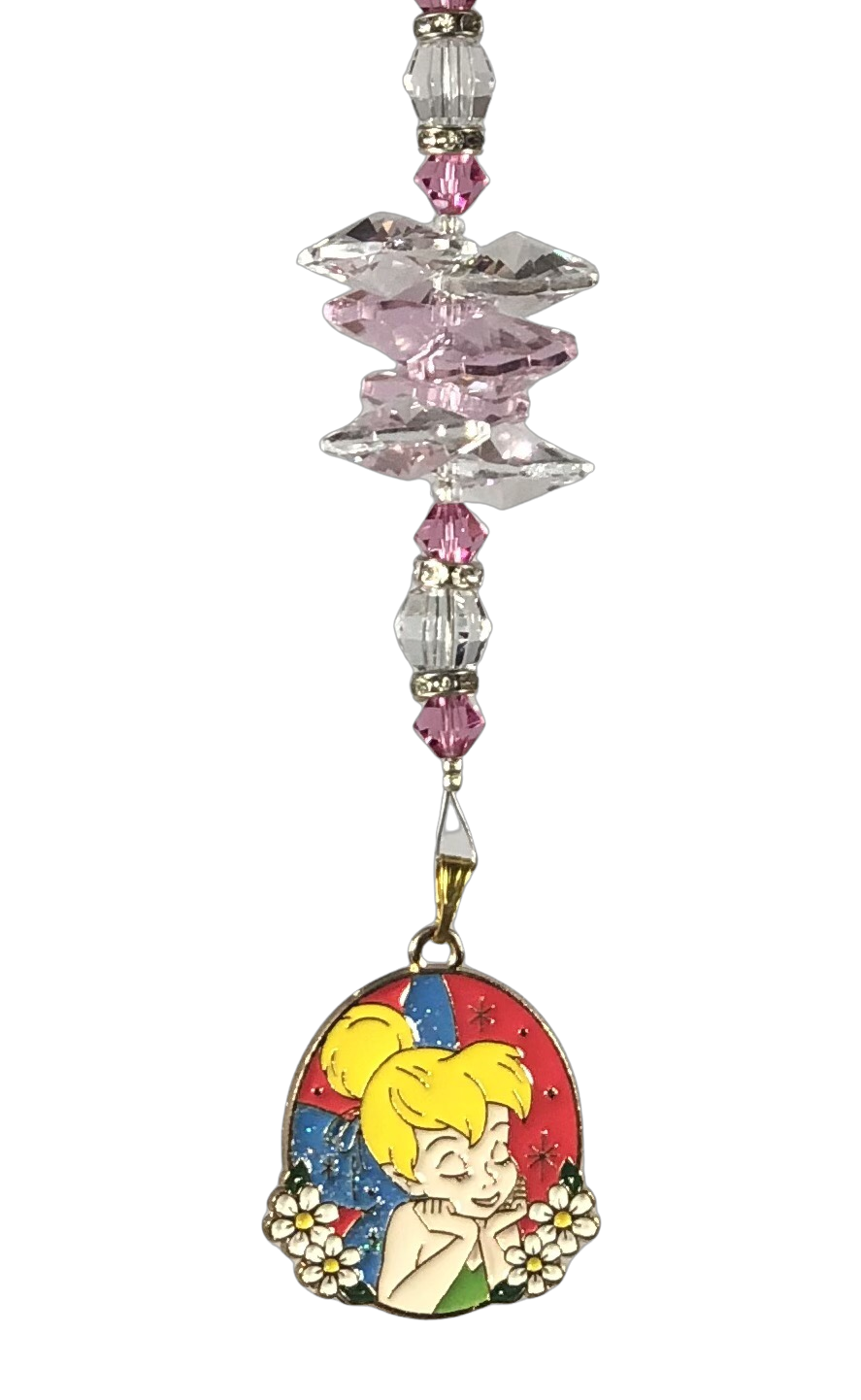 Tinker Bell - Disney Princess crystal suncatcher, decorated with Rose Quartz gemstone