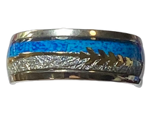 Load image into Gallery viewer, Stainless Steel - Silver &amp; Blue ring.  Sizes 6, 7, 8, 9, 10, 11, 12, 13  RW229
