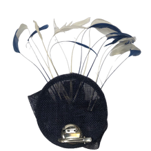 Load image into Gallery viewer, Stunning Navy &amp; Ivory Fascinator     (FS137)
