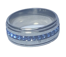 Load image into Gallery viewer, Stainless Steel -Silver with blue sparkle size 6, 7, 8, 9, 10, 11, 13, 14 RW204
