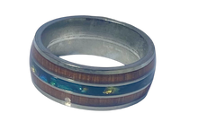 Load image into Gallery viewer, Stainless Steel -Silver with wood and shell  size 6, 7, 8, 9, 10, 11, 12, 13  RW206

