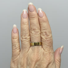 Load image into Gallery viewer, Fidget ring - gold and stars and moons spinner. Size 6, 7, 8, 9, 10, 11, 12, 13  FR100
