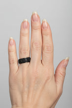 Load image into Gallery viewer, Fidget ring - black ring with  stars and moons spinner.  Sizes 6, 7, 8, 9, 10, 11. FR102
