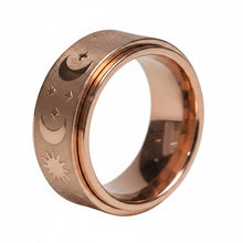 Load image into Gallery viewer, Fidget ring -  Rose Gold stars &amp; moons  fidget ring. Size 6, 7, 8, 9, 10, 11. Fr103
