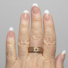 Load image into Gallery viewer, Fidget ring -  Rose Gold stars &amp; moons  fidget ring. Size 6, 7, 8, 9, 10, 11. Fr103
