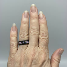 Load image into Gallery viewer, Fidget ring - Black and rainbow chain ring spinner. Sizes 5, 6, 7, 8, 9, 10, 11, 12, 13, 14. FR113
