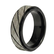 Load image into Gallery viewer, Fidget ring - Black and silver glitter spinner. Sizes 5, 6, 7, 8, 9, 10, 11, 12. FR118
