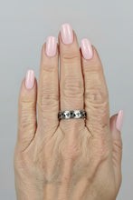 Load image into Gallery viewer, Fidget ring - silver spinner with hearts. Sizes 6, 7, 8, 9, 10, 11.   (FR11)

