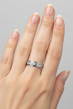 Load image into Gallery viewer, Fidget ring - Silver glitter moons &amp; stars spinner. Sizes 6, 7, 8, 9, 10, 11, 12. FR120
