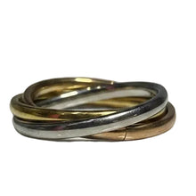 Load image into Gallery viewer, Fidget ring - Trio ring with silver, gold &amp; rose gold. Sizes 5, 6, 7, 8, 9, 10, 11. FR132
