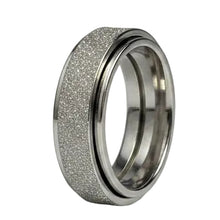 Load image into Gallery viewer, Fidget ring - silver glitter spinner.  Sizes 6, 7, 8, 9, 10, 11, 12. (FR13)
