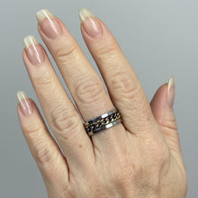 Load image into Gallery viewer, Fidget ring - silver ring with rainbow chain spinner Sizes  5, 6, 7, 8, 9, 10, 11, 12, 13, 14. FR160

