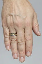 Load image into Gallery viewer, Fidget ring - Silver ring with gold chain spinner. Sizes 5, 5.5, 6, 7, 8,  9, 10, 11, 12. 13, 14. FR80

