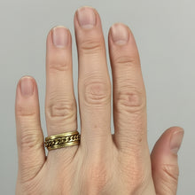Load image into Gallery viewer, Fidget ring - gold ring with gold chain spinner. Sizes 5, 6, 7, 8, 9, 10, 11, 12, 13, 14.  FR93
