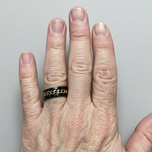 Load image into Gallery viewer, Fidget ring - black ring with gold chain spinner.   Sizes 5, 6, 7, 8, 9, 10, 11, 13, 14. (FR96)
