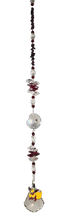 Load image into Gallery viewer, Pokémon Eevee  evolution - Flareon crystal suncatcher, decorated with 50mm starburst crystal and garnet gemstone.
