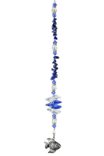 Load image into Gallery viewer, Fish Crystal Suncatcher decorated with lapis Lazuli gemstones CH40
