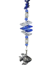 Load image into Gallery viewer, Fish Crystal Suncatcher decorated with lapis Lazuli gemstones CH40
