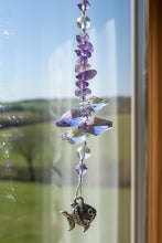 Load image into Gallery viewer, Fish Suncatcher decorated with amethyst gemstones CH330
