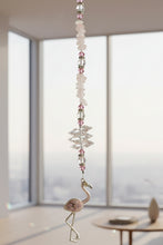 Load image into Gallery viewer, Flamingo Crystal Suncatcher decorated with rose quartz gemstones CH131
