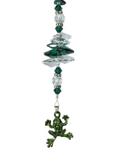 Load image into Gallery viewer, Frog Crystal Suncatcher decorated with Malachite gemstones CH59
