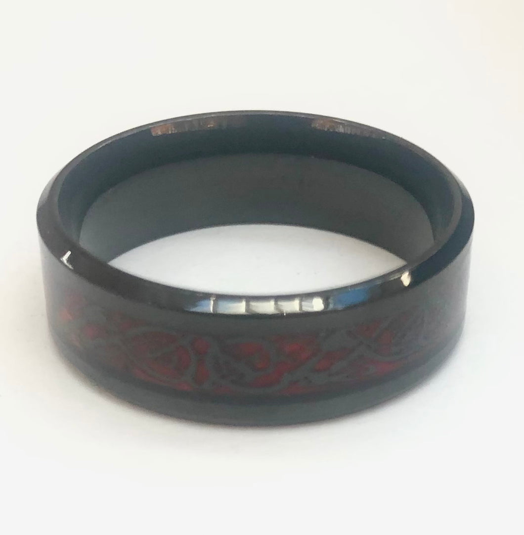 Stainless Steel black and red ring size 6, 7, 8, 9, 11, 12, 13. RW102