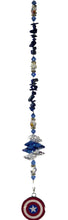 Load image into Gallery viewer, Character crystal suncatcher is decorated with lapis lazuli gemstone.
