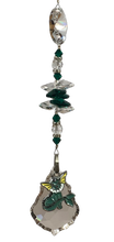 Load image into Gallery viewer, Pokémon Eevee  evolution - Vaporeon crystal suncatcher, decorated with 50mm starburst crystal and malachite gemstone.
