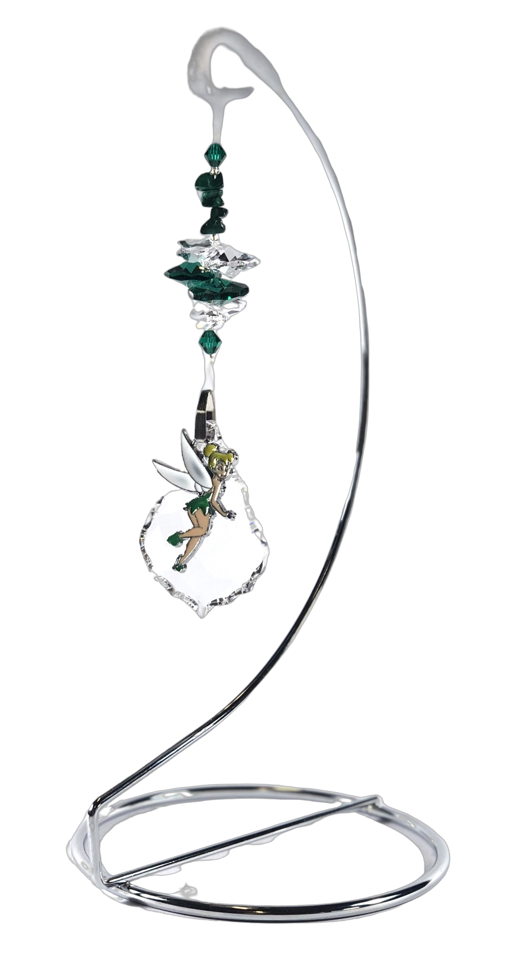 Tinkerbell - crystal suncatcher is decorated with malachite gemstones and come on this amazing stand.