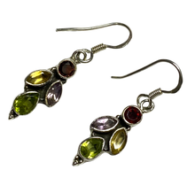 Load image into Gallery viewer, Garnet, Amethyst, Citrine and Peridot sterling silver earrings ER130
