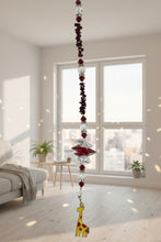 Load image into Gallery viewer, Giraffe Crystal Suncatcher decorated with garnet gemstones CH29
