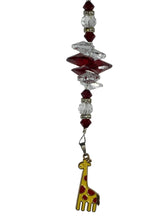Load image into Gallery viewer, Giraffe Crystal Suncatcher decorated with garnet gemstones CH29
