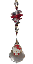 Load image into Gallery viewer, Hello Kitty - Christmas suncatcher, decorated 50mm starburst crystal and garnet gemstone
