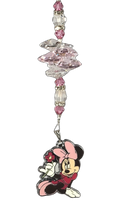 Load image into Gallery viewer, Minnie Mouse crystal suncatcher, decorated with rose quartz gemstone
