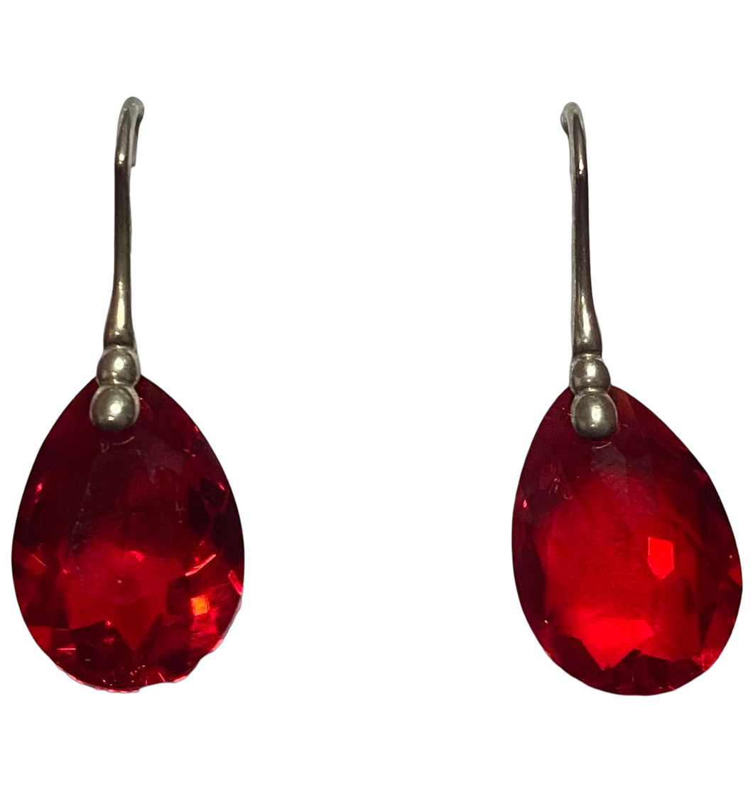 Swarovski crystal Red Almond sterling silver earrings  (SWE-15)