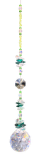 Load image into Gallery viewer, This large 50mm crystal ball suncatcher is decorated with crystal and peridot
