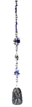 Load image into Gallery viewer, Carved Pisces suncatcher is decorated with crystals and Lapis Lazuli gemstones
