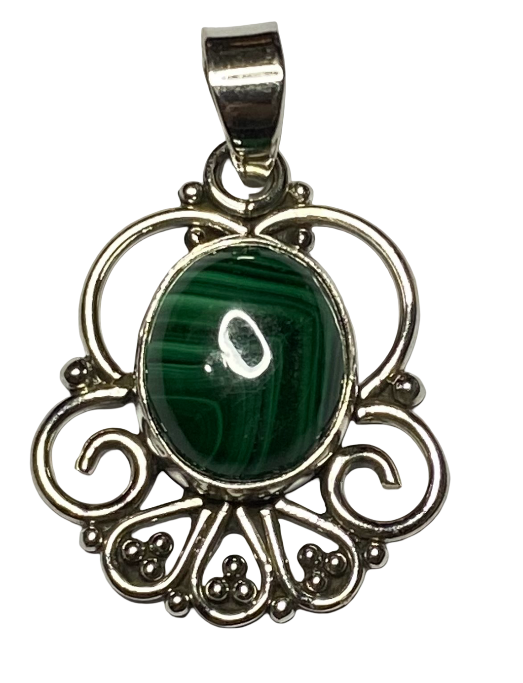Malachite sterling silver pendant PN36