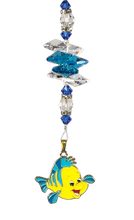 Load image into Gallery viewer, The Little Mermaid - Flounder Disney crystal suncatcher, decorated with turquoise gemstone
