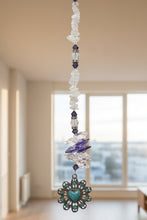 Load image into Gallery viewer, Heart Crystal Suncatcher decorated with turquoise gemstones CH111
