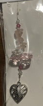 Load image into Gallery viewer, Heart Suncatcher decorated with rose quartz gemstones CH279
