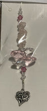 Load image into Gallery viewer, Heart Suncatcher decorated with rose quartz gemstones CH281
