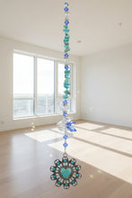 Load image into Gallery viewer, Heart Crystal Suncatcher decorated with turquoise gemstones CH111
